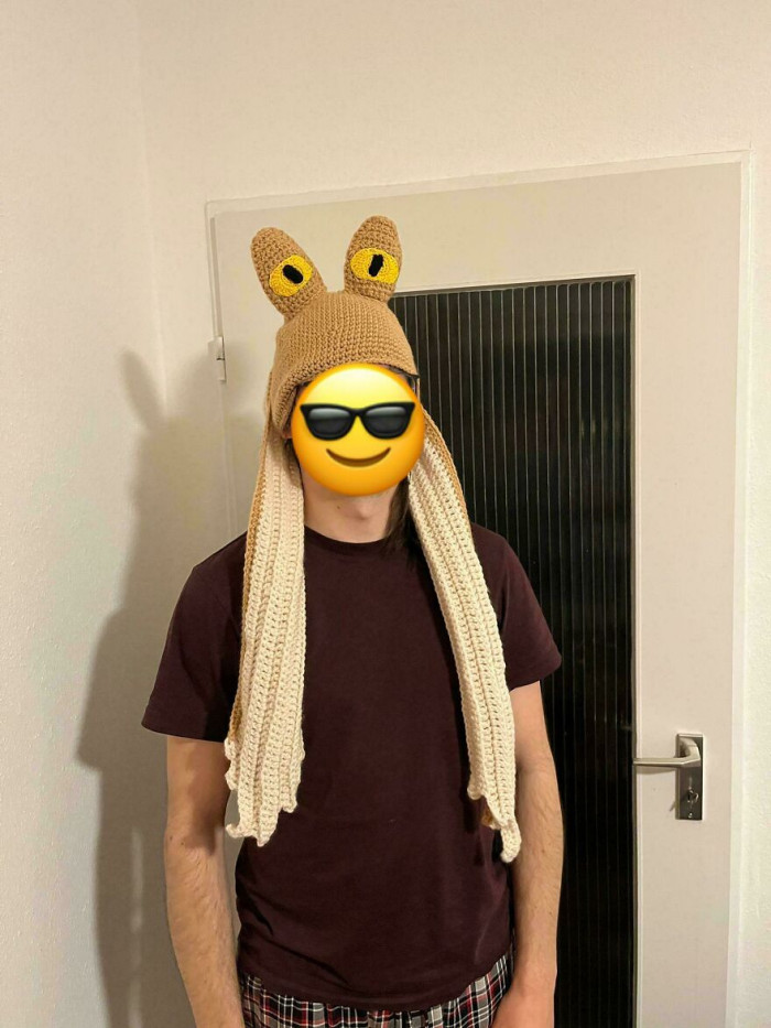 "Perfectly Horrifying Jar Jar Binks Hat For My Boyfriend"