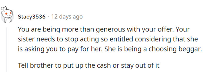 A choosing beggar it is.