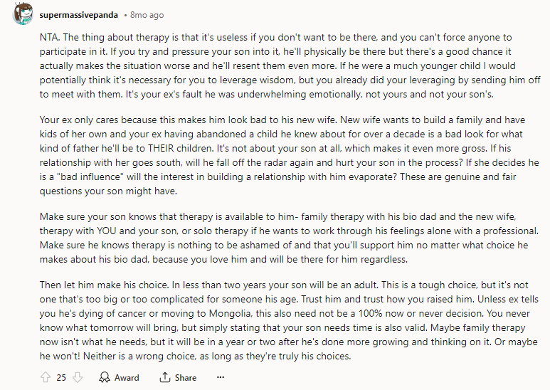 Your ex only cares because this makes him look bad to his new wife.