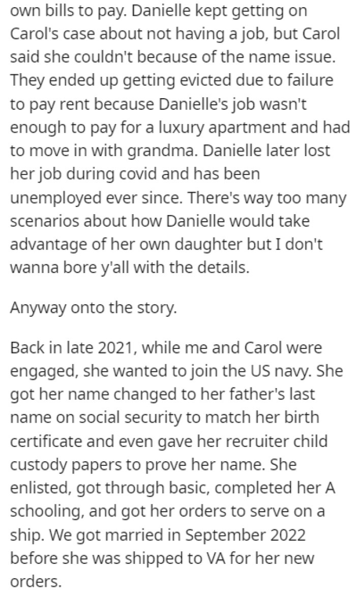 Growing up, Carol had many issues with her mother