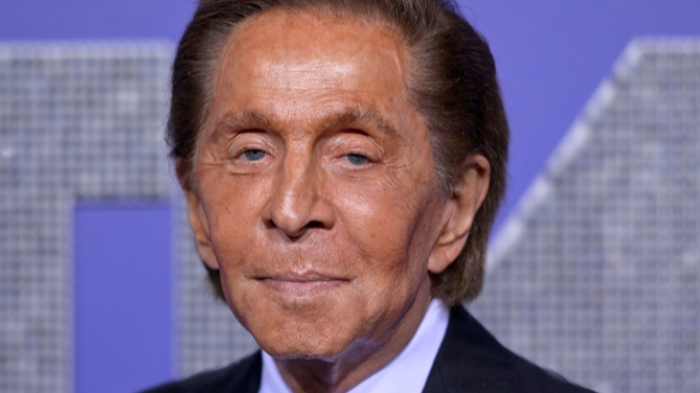 Fashion designer Valentino Garavani posing at a public event, aged 93