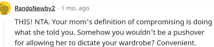 Mom's definition of compromising is so wrong