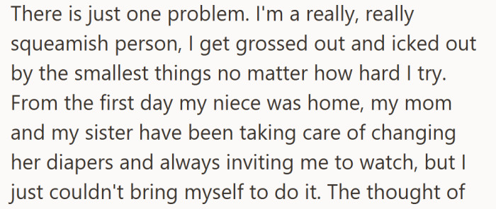 She can handle baby giggles, but not what happens on the changing table.