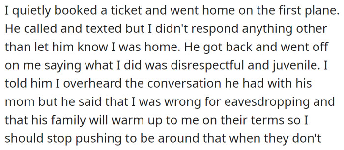 So she booked a ticket and went home alone: