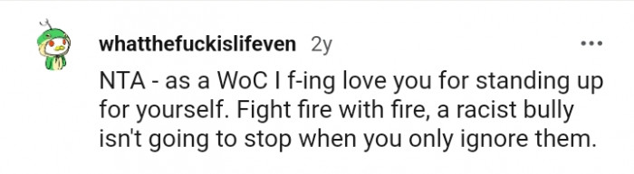 This Redditor loves the OP for standing up for themselves