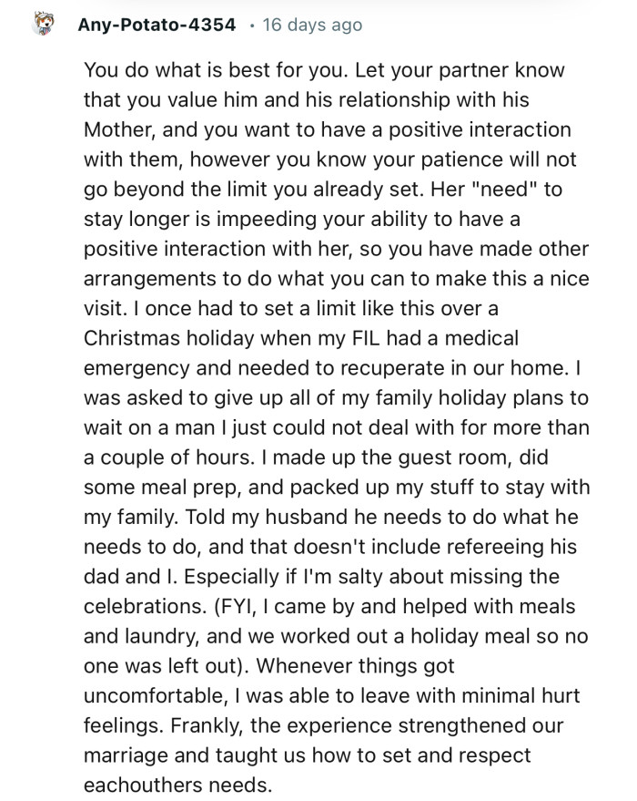 “Let your partner know that you value his relationship with his mother; however, your patience will not go beyond the limit you already set.”