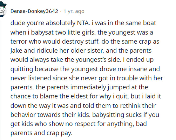 Some people even shared their situations that they've been through before when babysitting children like 