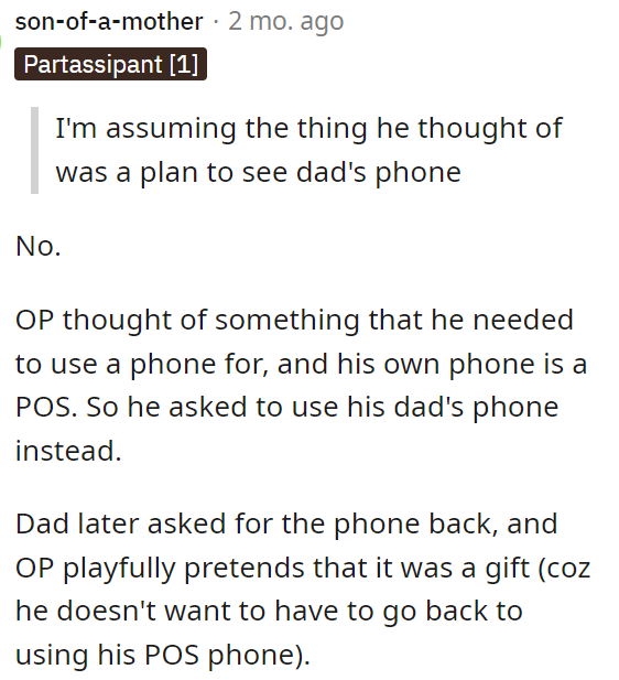 Many people were kind of confused as to why she asked for her dad's phone in the beginning anyway.
