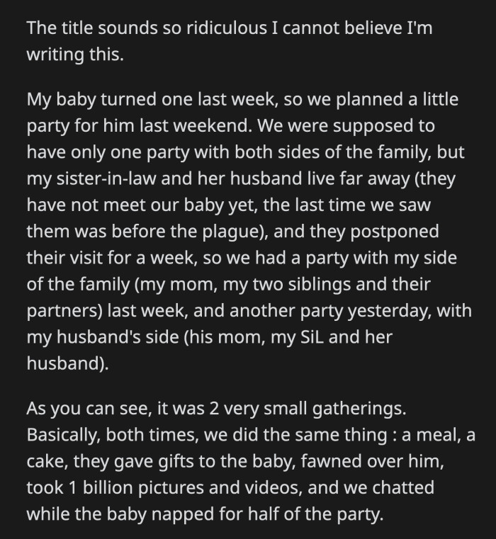 They traveled far to give the birthday boy gifts, and OP couldn't be bothered to serve some refreshments.