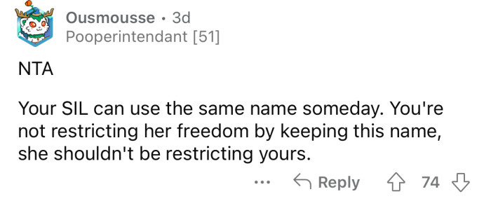 Nothing's stopping her from using the same name.