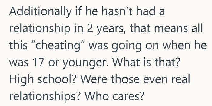 The focus shifts to age again, suggesting maybe the history doesn’t mean as much as it seems.