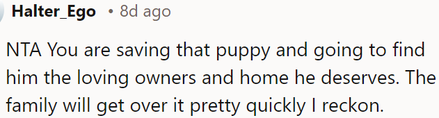 OP is correct for rescuing the puppy and ensuring he finds a deserving, loving home.