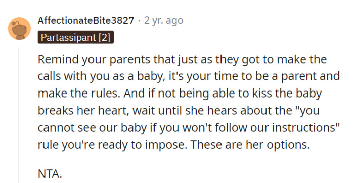 It's their time to set the rules as parents, and Grandma's got to follow them or watch from the sidelines.