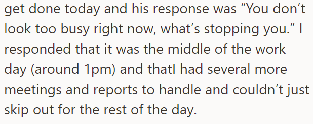 She told him it would be done later when Steve suggested she could do it right away