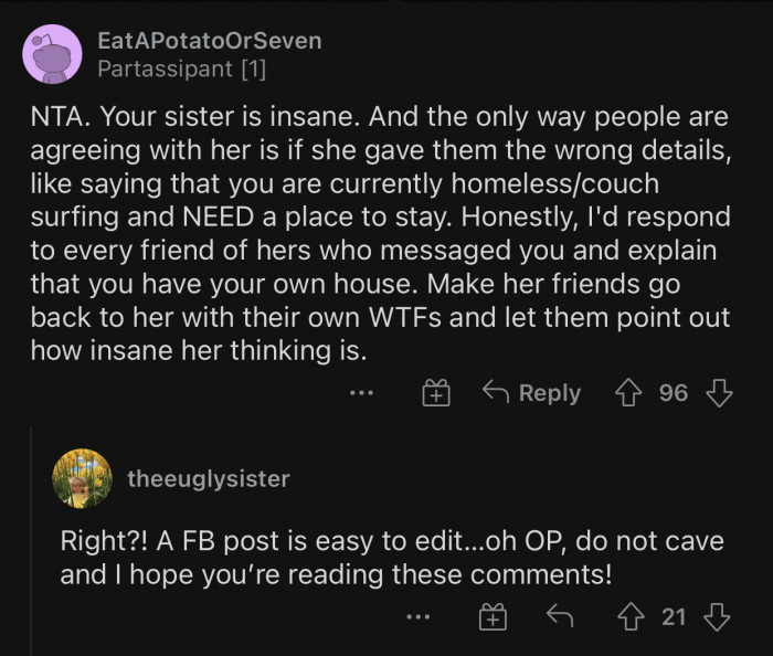 The sister presented the wrong details in the landlord group.