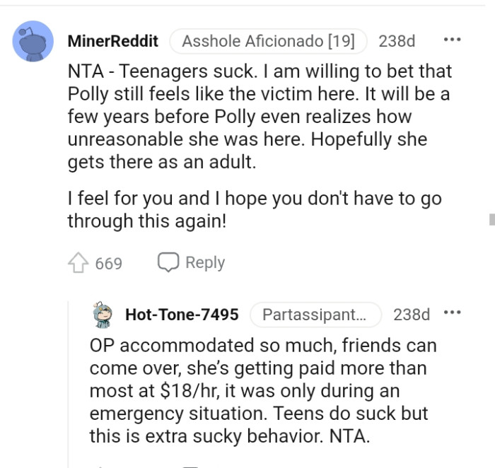 Hopefully, she gets there as an adult