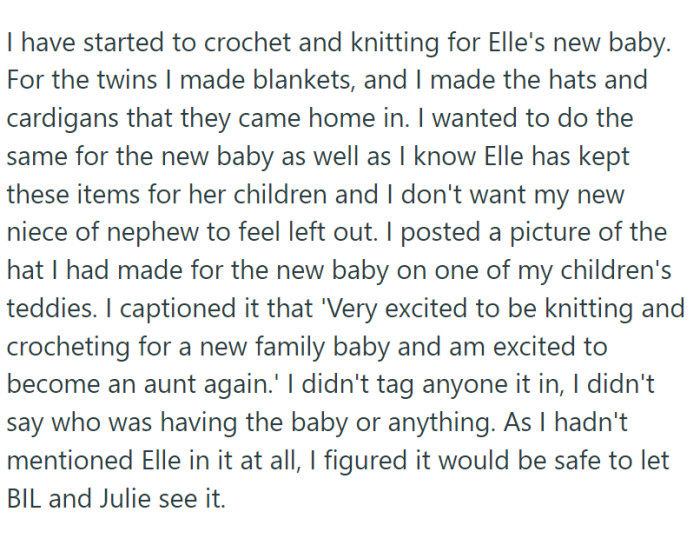 She wanted to make something for the new baby