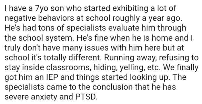 OP's son had tons of specialists evaluate him through the school system