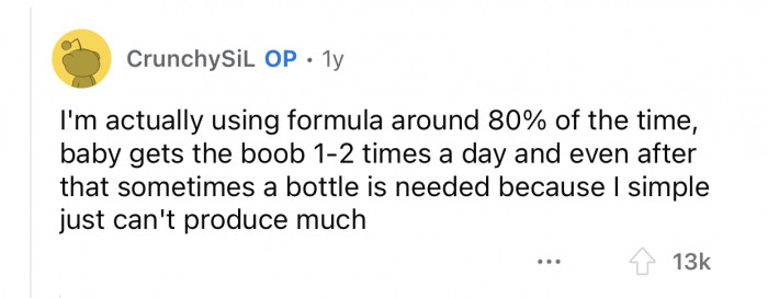 It's necessary to use baby formula.