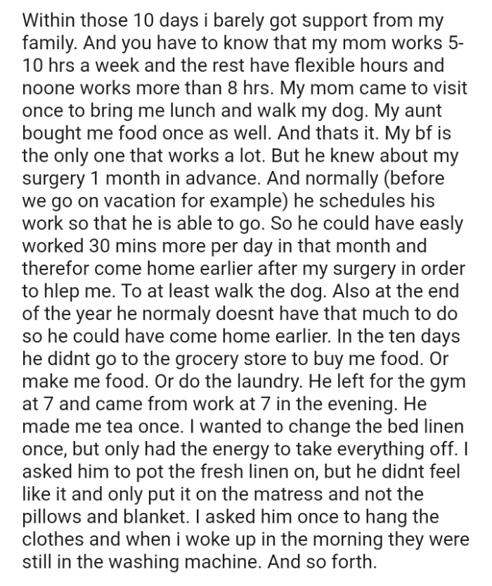 The OP's boyfriend could have easily worked 30 minutes more per day in that month