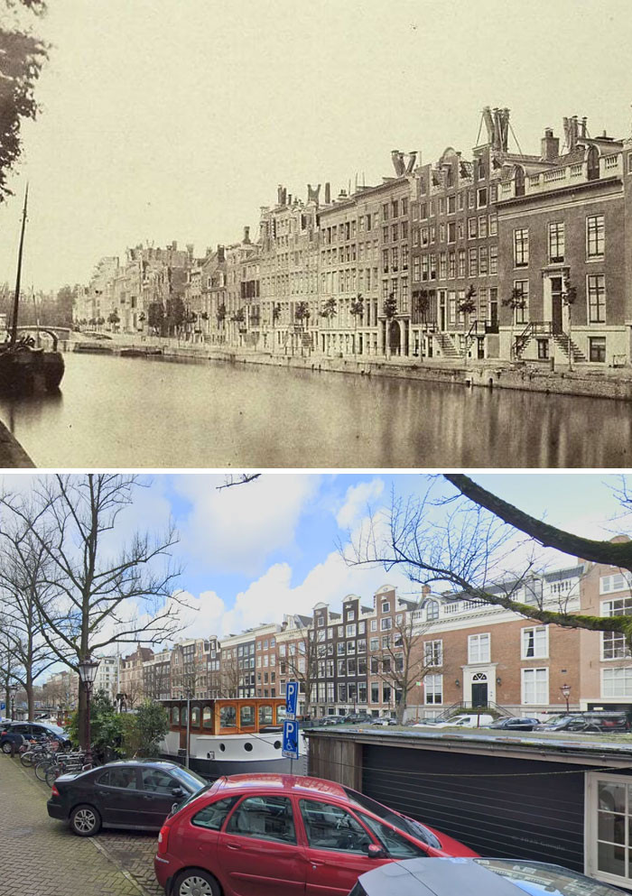 Keizersgracht Amsterdam 1857 During The Oldest Known Photoshoot Of Typical Dutch Canal Houses