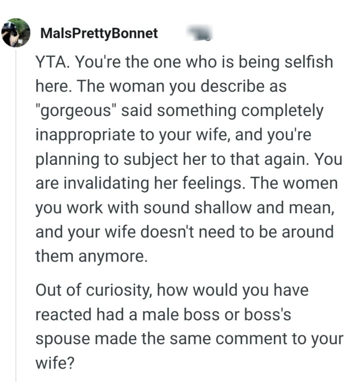 The OP is the one being selfish