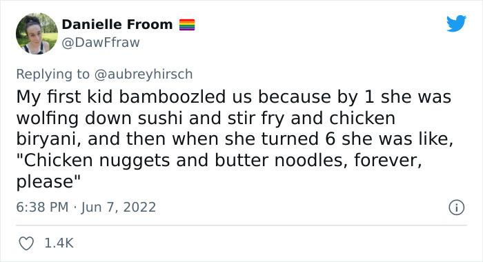 2. They thought she would be a more sophisticated eater.