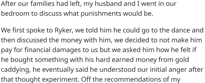 OP and her husband had a talk with their son