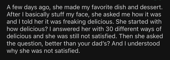 After not being satisfied with 30 different compliments, OP's GF decided to go down a weird road.