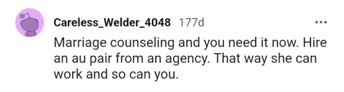 She can work, and so can the OP