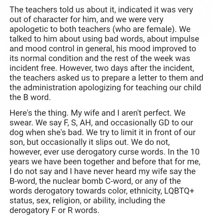 We talked to him about using bad words