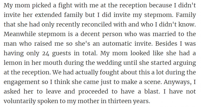 16. Her mom made her a scene.