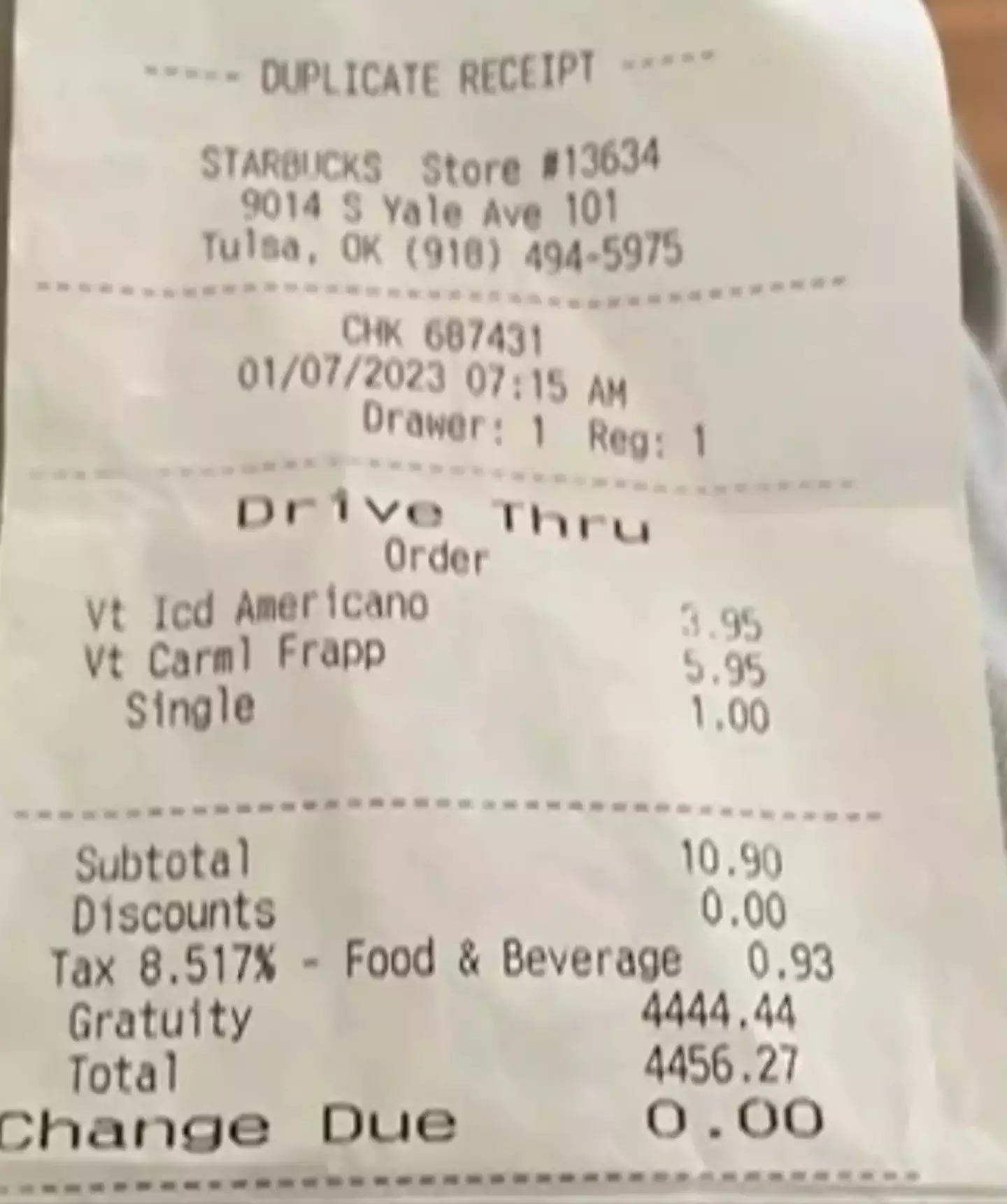 This not-so-tiny mistake on the receipt brought on a major headache for these coffee lovers