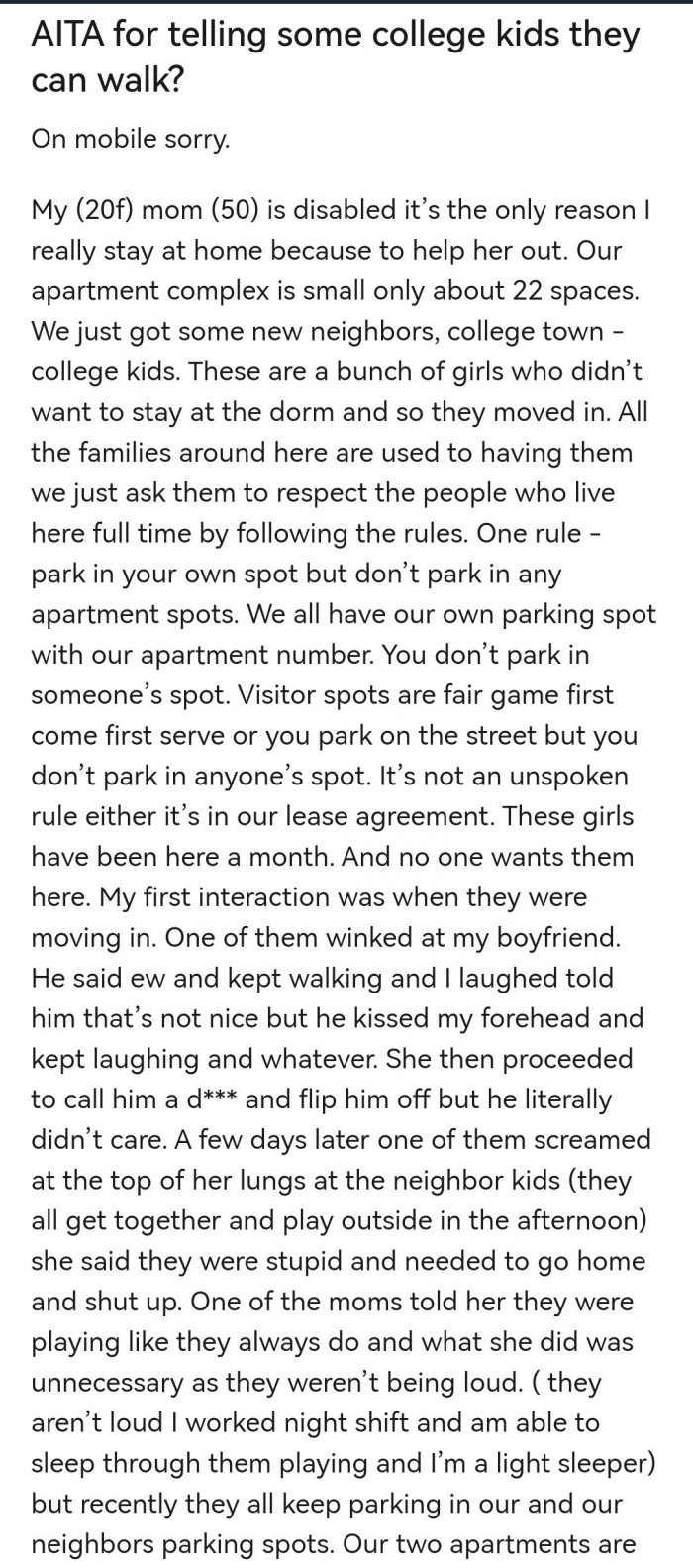 1. OP shared about their new neighbors.