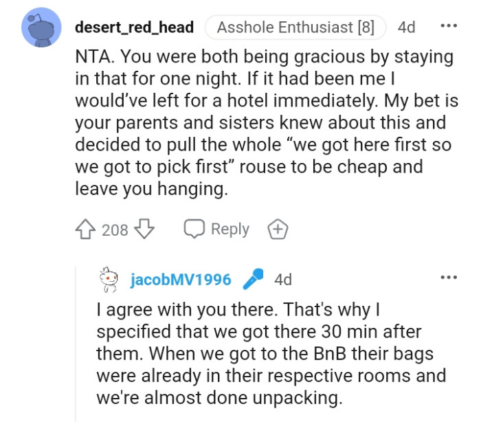 We got here first, so we get to pick first