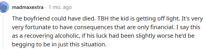 The kid is probably getting off light