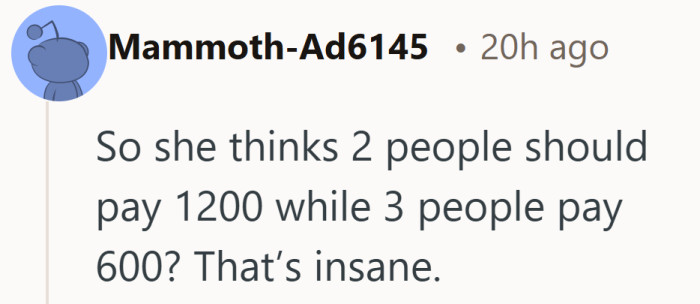Seeing the split in plain numbers changes the perspective. It stops sounding fair pretty quickly.