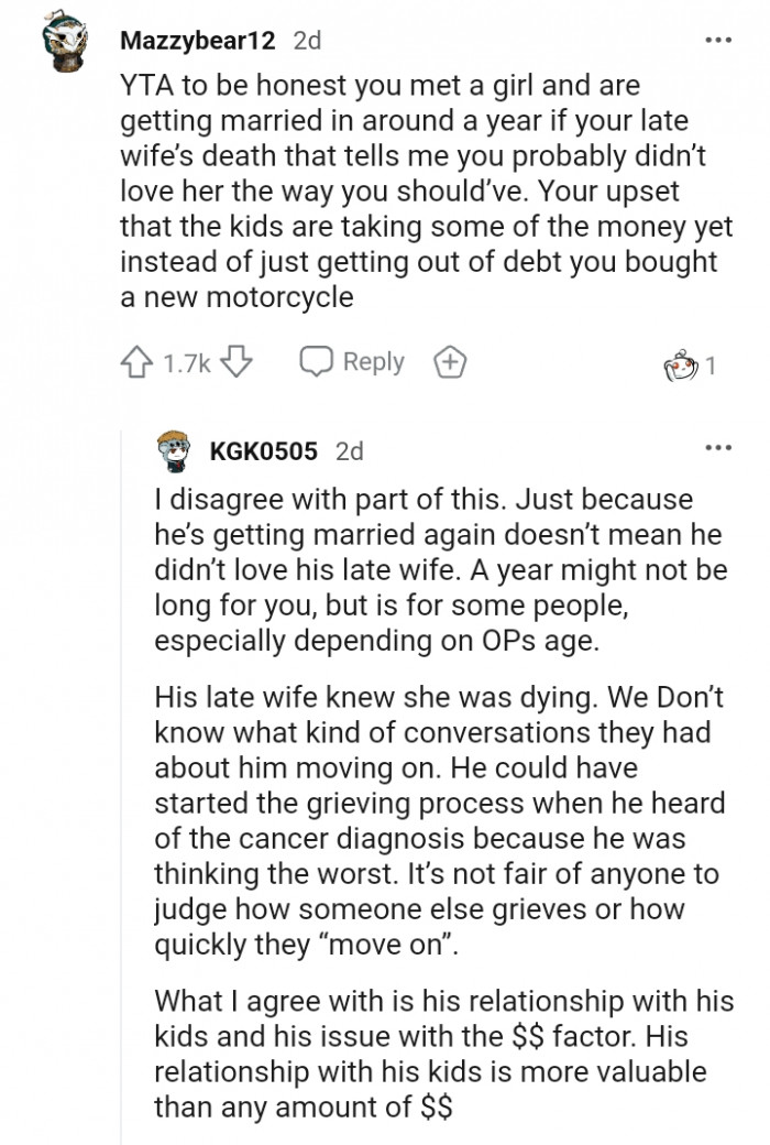 His late wife knew she was dying