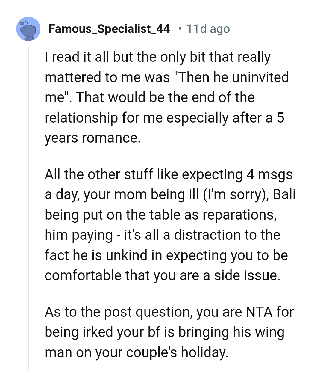 The end of the relationship