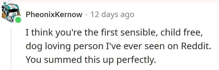 Another Redditor supported his opinion