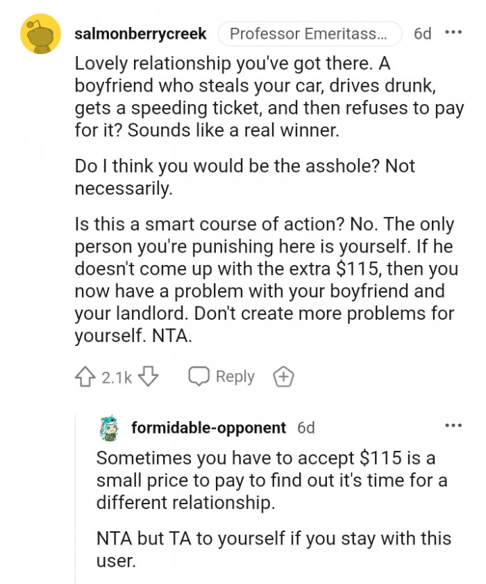 The only person you're punishing is yourself