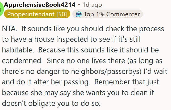 Not OP's Responsibility to Clean.