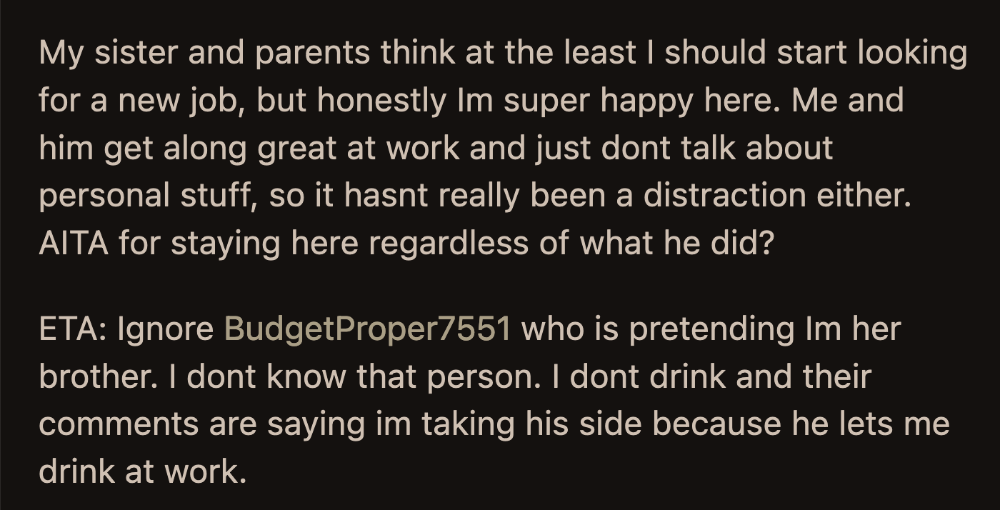 Should OP risk a well-paying job and great colleagues to prove they were loyal to their family?