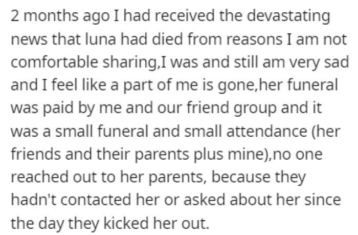 Two months ago, Luna passed away