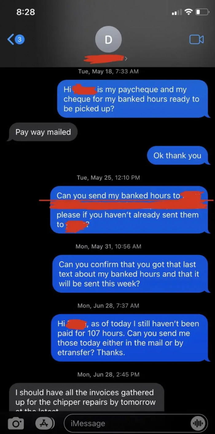 2. This employer trying to withhold their ex-employee's paycheck and wrongly accusing them of breaking equipment