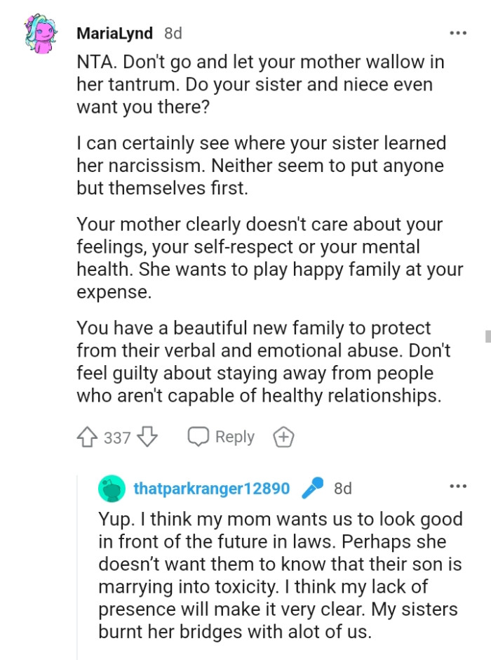 She wants to play happy family at your expense