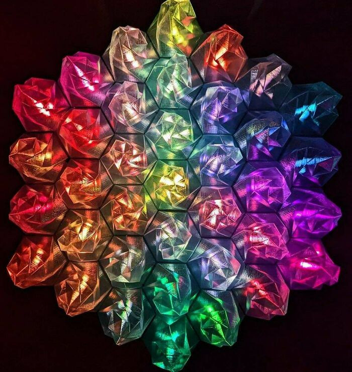 "Those Are Some LED Crystals I Made, Controlled Over An App. Link For Files And A Manual In The Comments :)"