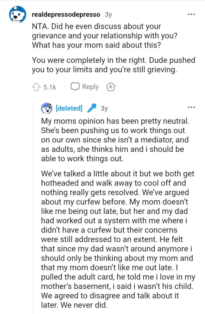 You were completely in the right.