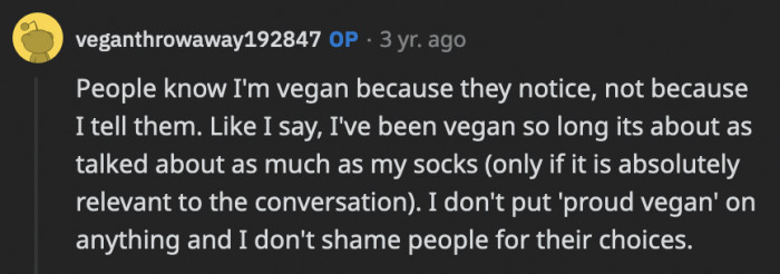 OP refuted the claim and said her close friends know of her veganism because they have observed and noticed it after knowing her for so long