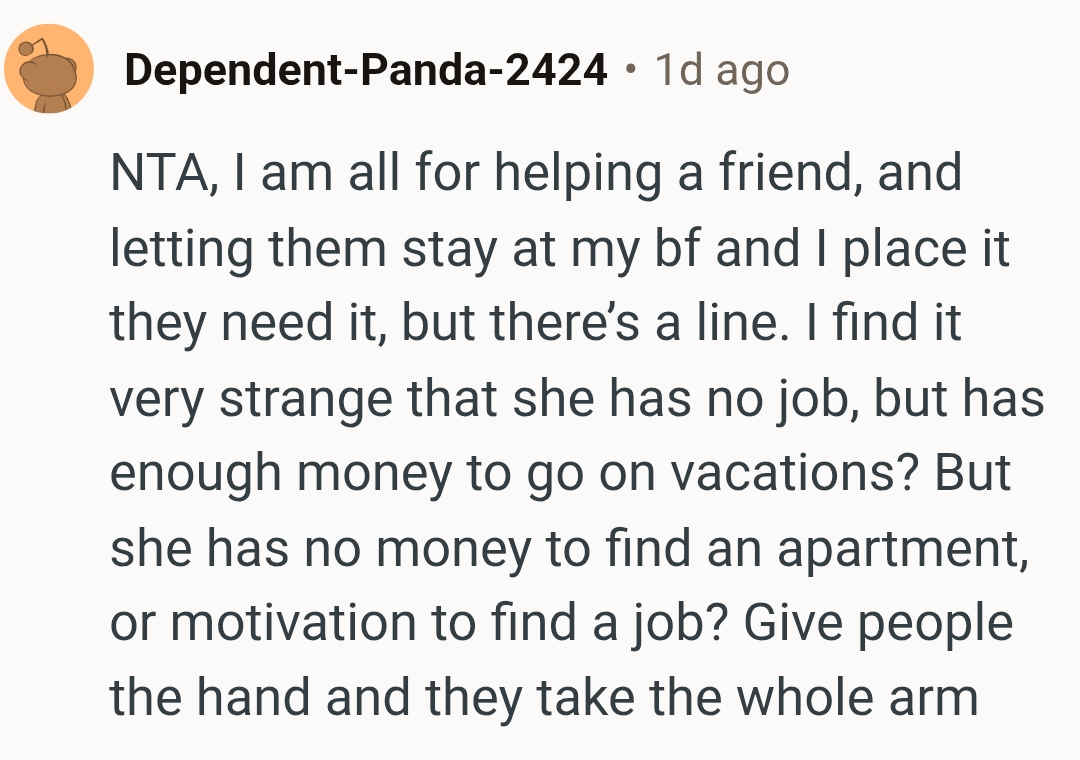 She has no money for an apartment